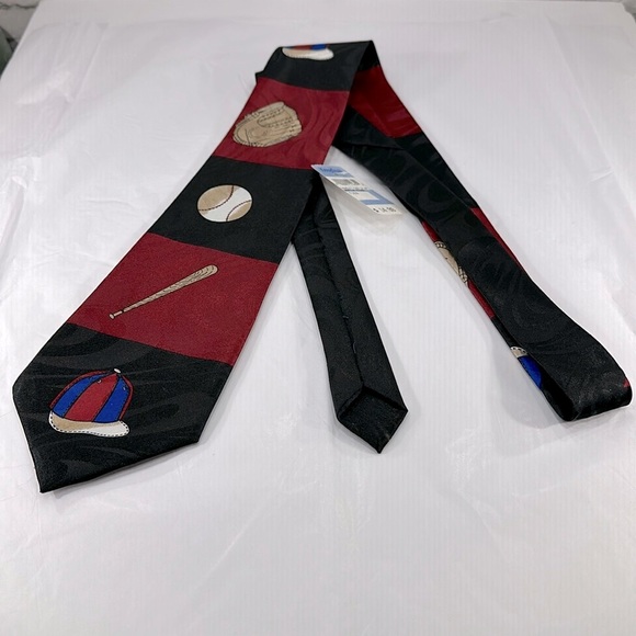 A. Rogers Designs - Red & Black Baseball Themed Mens Necktie ⭐️ NWT - Picture 1 of 7